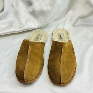 UGG Women’s Tan Suede Slippers with Cream Lining